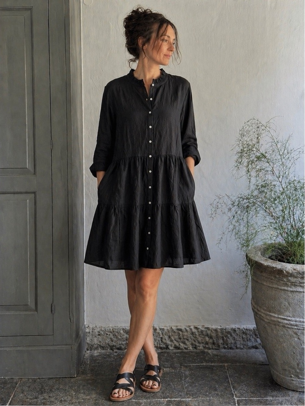 NWT Alice Walk 100% Linen Button Shirt Dress Size L